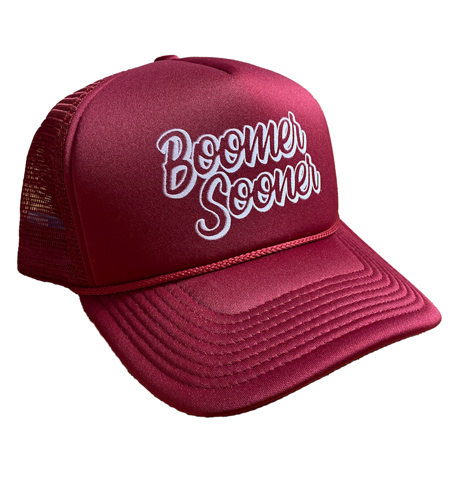 Boomer Sooner Hollow Script Trucker