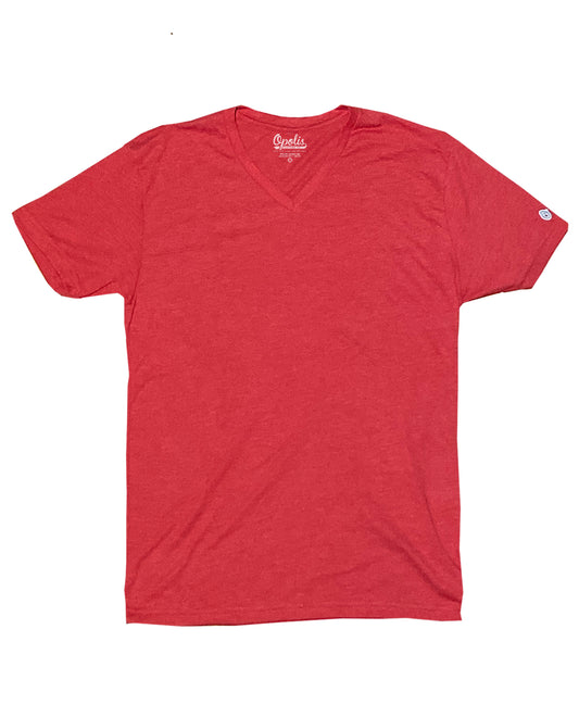 Red Triblend Classic V Neck